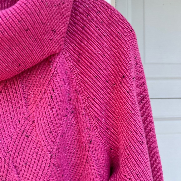 NWT Talbots Pretty Pink Multicolored Flecks Diamond Weave Cowl Neck Sweater - Picture 3 of 6